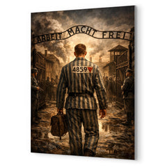 Witold Pilecki entering Auschwitz voluntarily metal print mockup