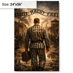 Witold Pilecki entering Auschwitz voluntarily metal print on a plain backdrop in size 24"x36".