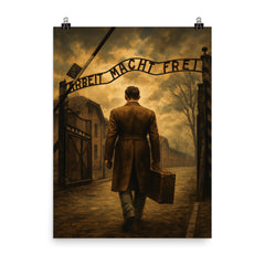 Witold Pilecki entering Auschwitz voluntarily poster on a plain backdrop in size 8"x10".