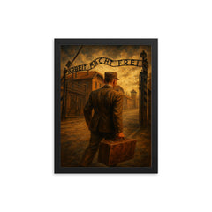 Witold Pilecki entering Auschwitz willingly framed print on a plain backdrop in size 12"x16".