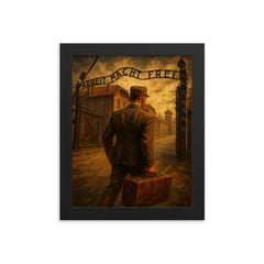 Witold Pilecki entering Auschwitz willingly framed print on a plain backdrop in size 8"x10".