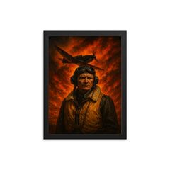 Witold Urbanowicz over burning skies framed print on a plain backdrop in size 12"x16".