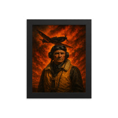 Witold Urbanowicz over burning skies framed print on a plain backdrop in size 8"x10".