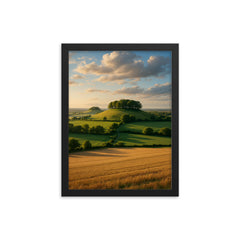 Wittenham Clumps England framed print on a plain backdrop in size 12"x16".