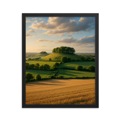 Wittenham Clumps England framed print on a plain backdrop in size 16"x20".