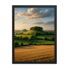 Wittenham Clumps England framed print on a plain backdrop in size 18"x24".