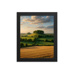 Wittenham Clumps England framed print on a plain backdrop in size 8"x10".