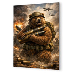Wojtek the bear carrying artillery shells metal print mockup