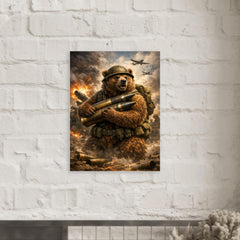 Wojtek the bear carrying artillery shells metal print mockup