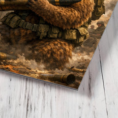 Wojtek the bear carrying artillery shells metal print mockup