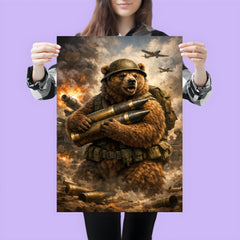 Wojtek the bear carrying artillery shells poster 3