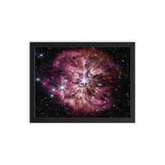 Wolf-Rayet star by the James Webb Space Telescope framed print on a plain backdrop in size 12"x16".