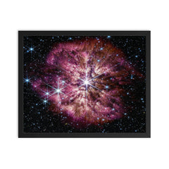 Wolf-Rayet star by the James Webb Space Telescope framed print on a plain backdrop in size 16"x20".