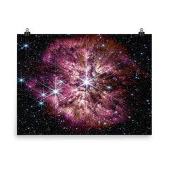 Wolf-Rayet star by the James Webb Space Telescope poster on a plain backdrop in size 8"x10".