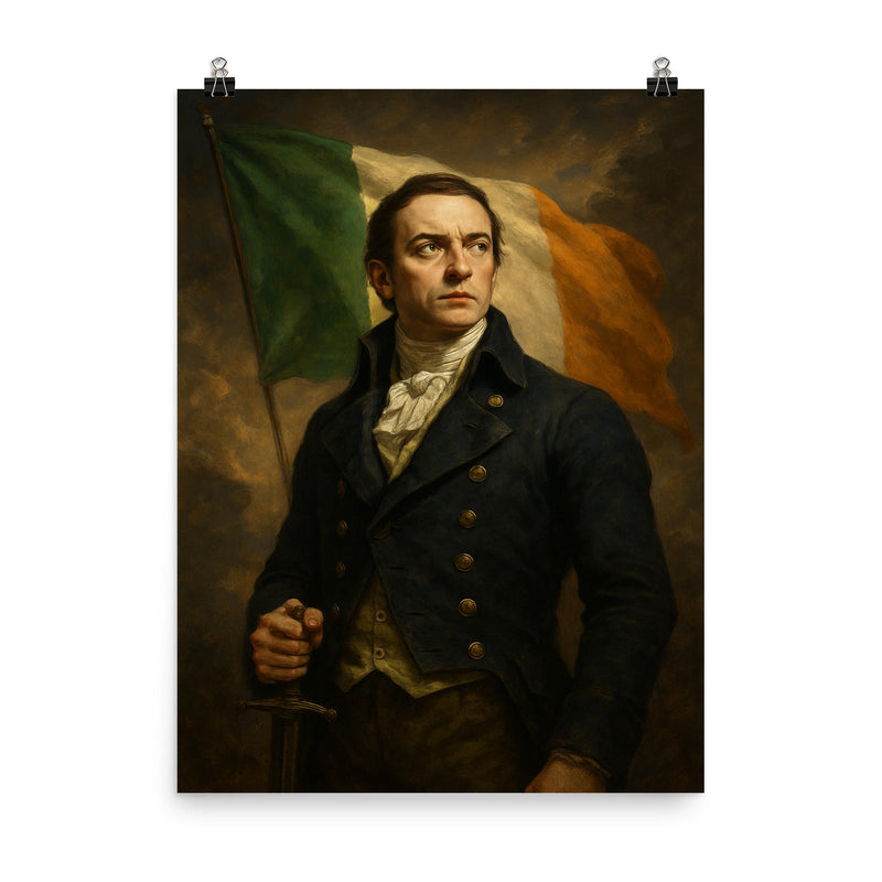 Wolfe Tone poster on a plain backdrop in size 8