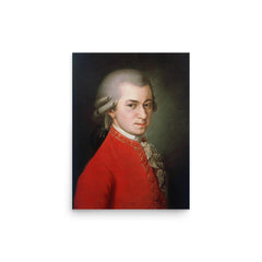 Wolfgang Amadeus Mozart poster on a plain backdrop in size 12"x16".