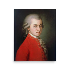 Wolfgang Amadeus Mozart poster on a plain backdrop in size 16"x20".