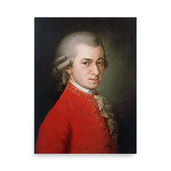 Wolfgang Amadeus Mozart poster on a plain backdrop in size 18"x24".