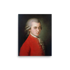 Wolfgang Amadeus Mozart poster on a plain backdrop in size 8"x10".