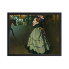 Woman at the Champs-Elysees by Night by Louis Anquetin, circa 1889-1893 framed print on a plain backdrop in size 16"x20".