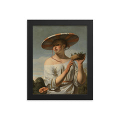 Woman in a Large Hat by Caesar Boetius van Everdingen, c. 1650 framed print on a plain backdrop in size 8"x10".