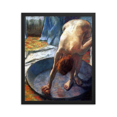 Woman in a Tub by Edgar Degas, 1886 framed print on a plain backdrop in size 16"x20".