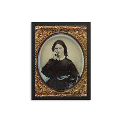 Woman Using Snuff, 1855 framed print on a plain backdrop in size 12"x16".