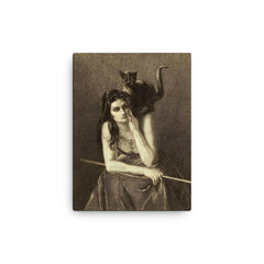 Woman With a Cat on Her Shoulder by Auguste Danse, 1875 canvas print on a plain backdrop in size 12"x16".