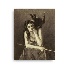 Woman With a Cat on Her Shoulder by Auguste Danse, 1875 canvas print on a plain backdrop in size 16"x20".