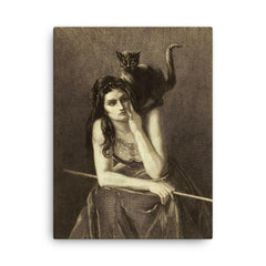 Woman With a Cat on Her Shoulder by Auguste Danse, 1875 canvas print on a plain backdrop in size 18"x24".