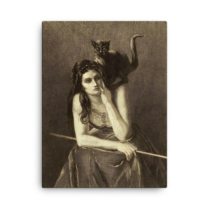 Woman With a Cat on Her Shoulder by Auguste Danse, 1875 canvas print on a plain backdrop in size 18