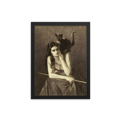 Woman With a Cat on Her Shoulder by Auguste Danse, 1875 framed print on a plain backdrop in size 12"x16".