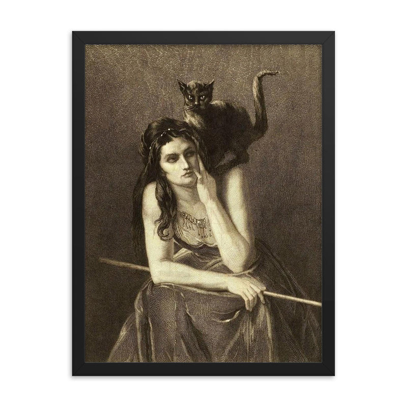 Woman With a Cat on Her Shoulder by Auguste Danse, 1875 framed print on a plain backdrop in size 18