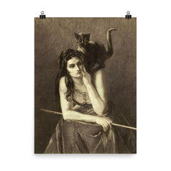 Woman With a Cat on Her Shoulder by Auguste Danse, 1875 poster on a plain backdrop in size 8"x10".