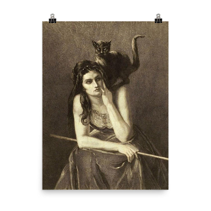 Woman With a Cat on Her Shoulder by Auguste Danse, 1875 poster on a plain backdrop in size 8