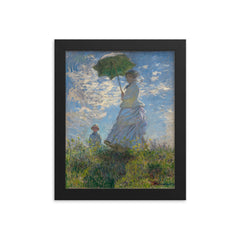 Woman with a Parasol by Claude Monet, 1875 framed print on a plain backdrop in size 8"x10".
