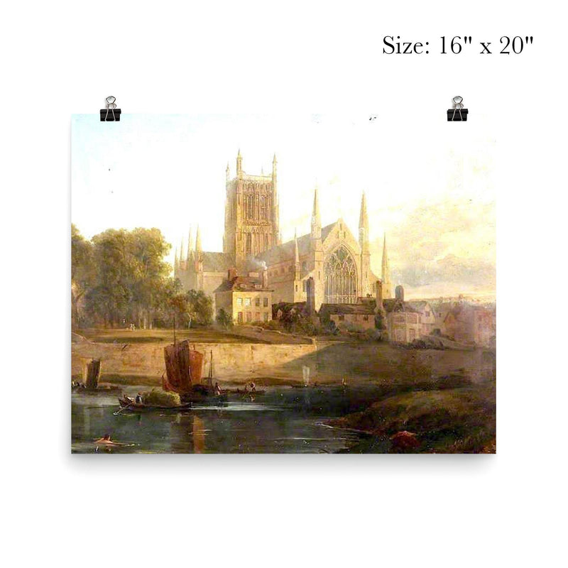 Worcester Cathedral on the River Severn by David Cox poster 2