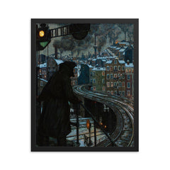 Working Class City by Hans Baluschek, 1920 framed print on a plain backdrop in size 16"x20".