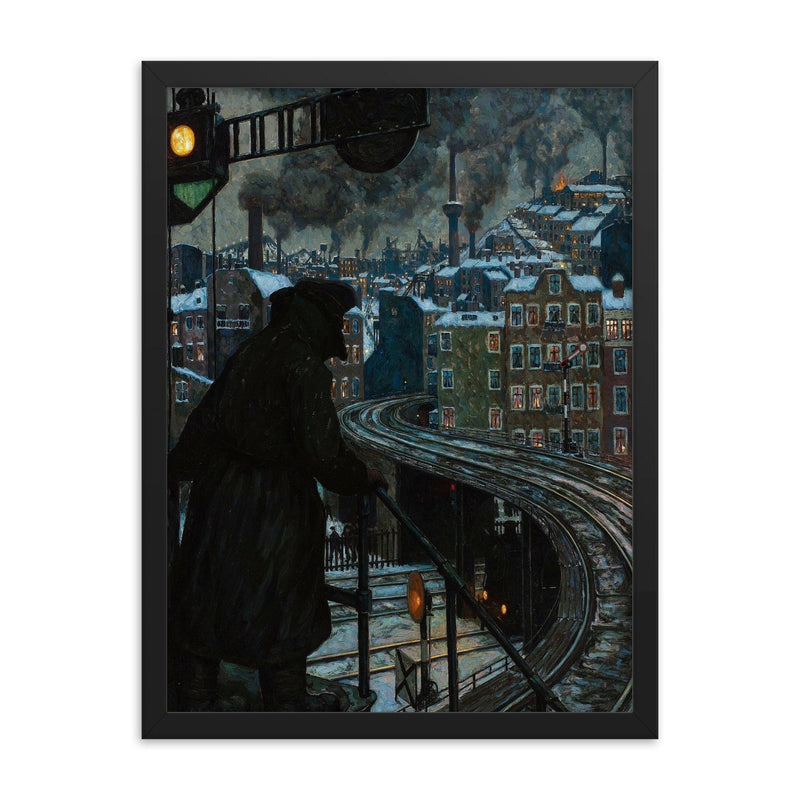 Working Class City by Hans Baluschek, 1920 framed print on a plain backdrop in size 18