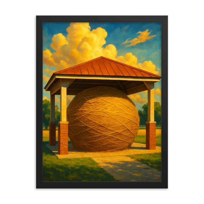 World’s Largest Ball of Twine Cawker City Kansas USA framed print on a plain backdrop in size 18