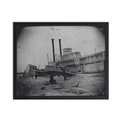 Wreck of the Steamer Calypso with Empire City on Ice, Missouri, 1865, Photo by Thomas Easterly framed print on a plain backdrop in size 16"x20".