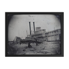 Wreck of the Steamer Calypso with Empire City on Ice, Missouri, 1865, Photo by Thomas Easterly framed print on a plain backdrop in size 18"x24".