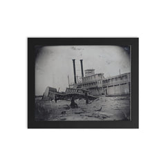Wreck of the Steamer Calypso with Empire City on Ice, Missouri, 1865, Photo by Thomas Easterly framed print on a plain backdrop in size 8"x10".