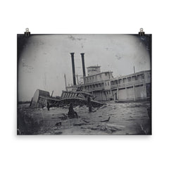Wreck of the Steamer Calypso with Empire City on Ice, Missouri, 1865, Photo by Thomas Easterly poster on a plain backdrop in size 8"x10".