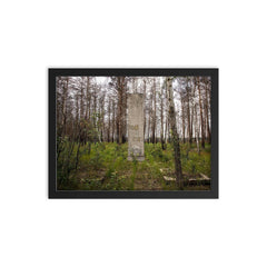 WW2 Memorial in Chernobyl Exclusion Zone, 1943 framed print on a plain backdrop in size 12"x16".