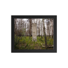 WW2 Memorial in Chernobyl Exclusion Zone, 1943 framed print on a plain backdrop in size 8"x10".