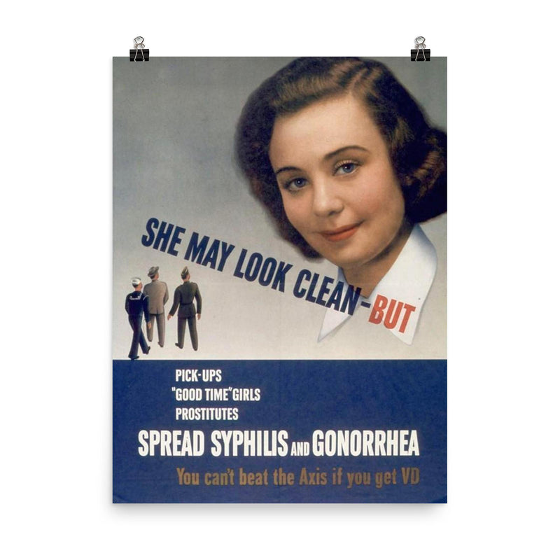 WW2 Poster Warning to Armed Forces, 1940s poster on a plain backdrop in size 8