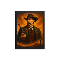 Wyatt Earp framed print on a plain backdrop in size 12"x16".