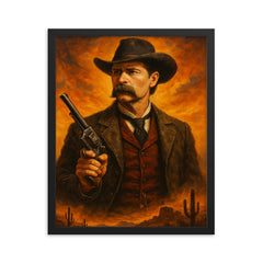 Wyatt Earp framed print on a plain backdrop in size 16"x20".