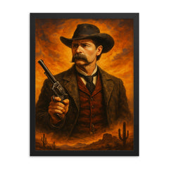 Wyatt Earp framed print on a plain backdrop in size 18"x24".
